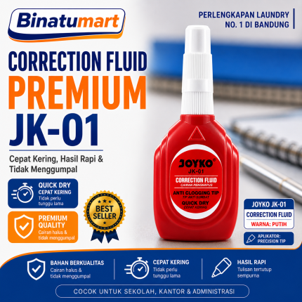 Correction Fluid Joyko JK-01 | Tipe X Cair Penghapus Tulisan Kertas Original