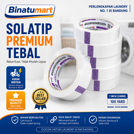 Solasi Nachi Tape Lakban | Panjang 24mm x 100 Yard, Kuat dan Tebal