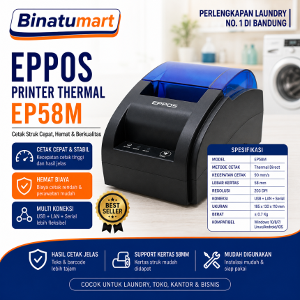 EPPOS Printer Thermal | EP58M Cetak Cepat dan Stabil Kualitas Original