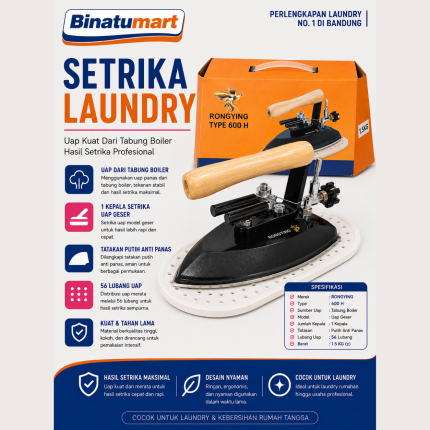 Setrika Uap Boiler Rongying | Original Stainless Steel Pemanas Cepat Uap Stabil & Kuat Cocok untuk Laundry dan Rumahan